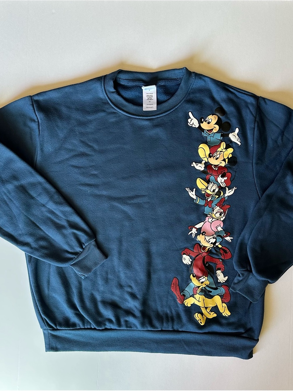Disney Mickey and Friends Character Crewneck Sweatshirt Navy Blue Womens S